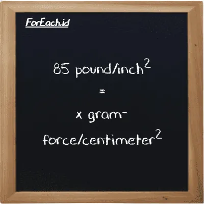 Example pound/inch<sup>2</sup> to gram-force/centimeter<sup>2</sup> conversion (85 psi to gf/cm<sup>2</sup>)
